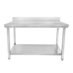 Table en inox adossée avec sous tablette - P600 mm - H950 mm